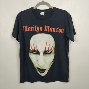 Vintage Y2K Marilyn Manson Band Tee Size Small Graphic Metal Bay Island Rock